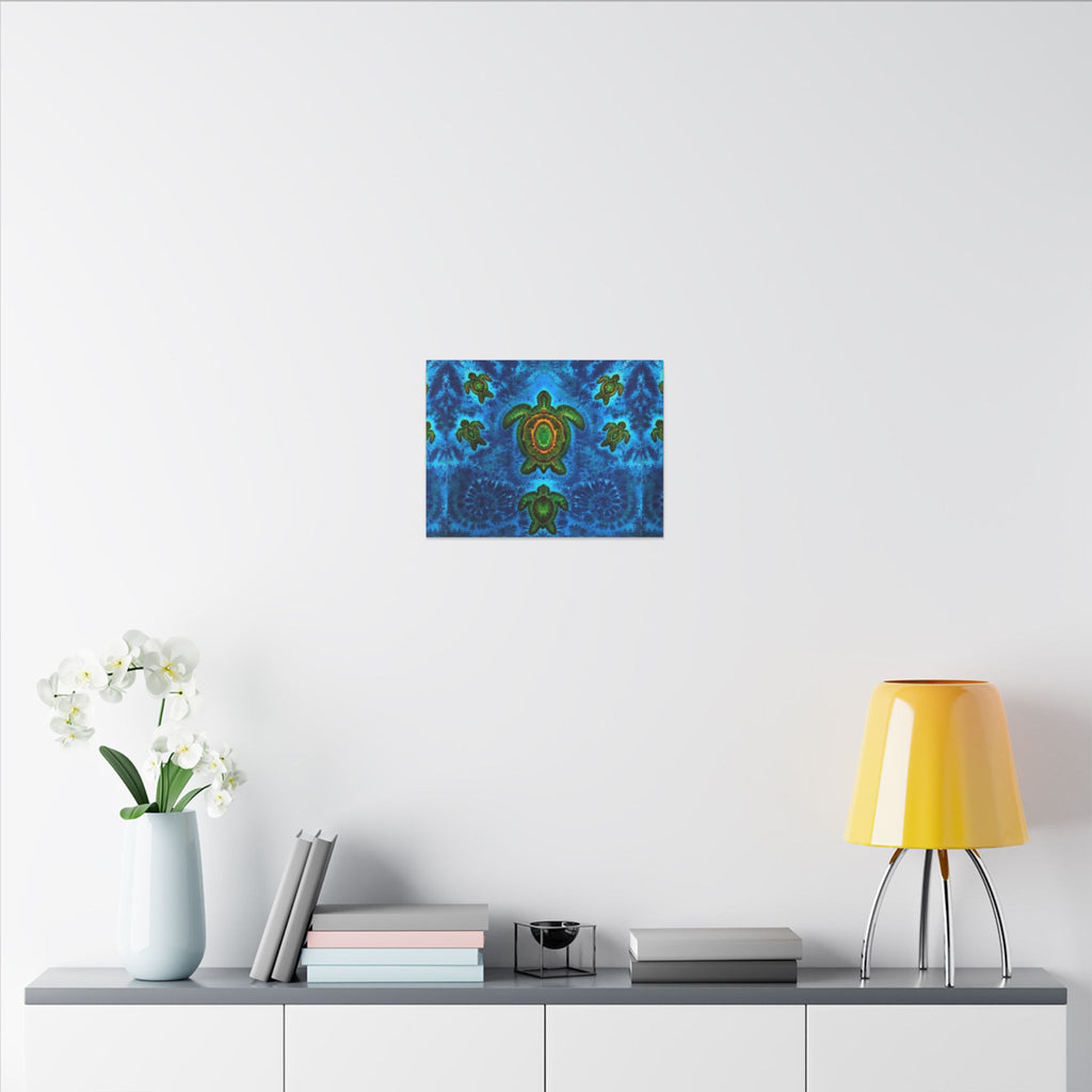 Sea Turtle Family Tie-Dye Canvas Print | JamminOn