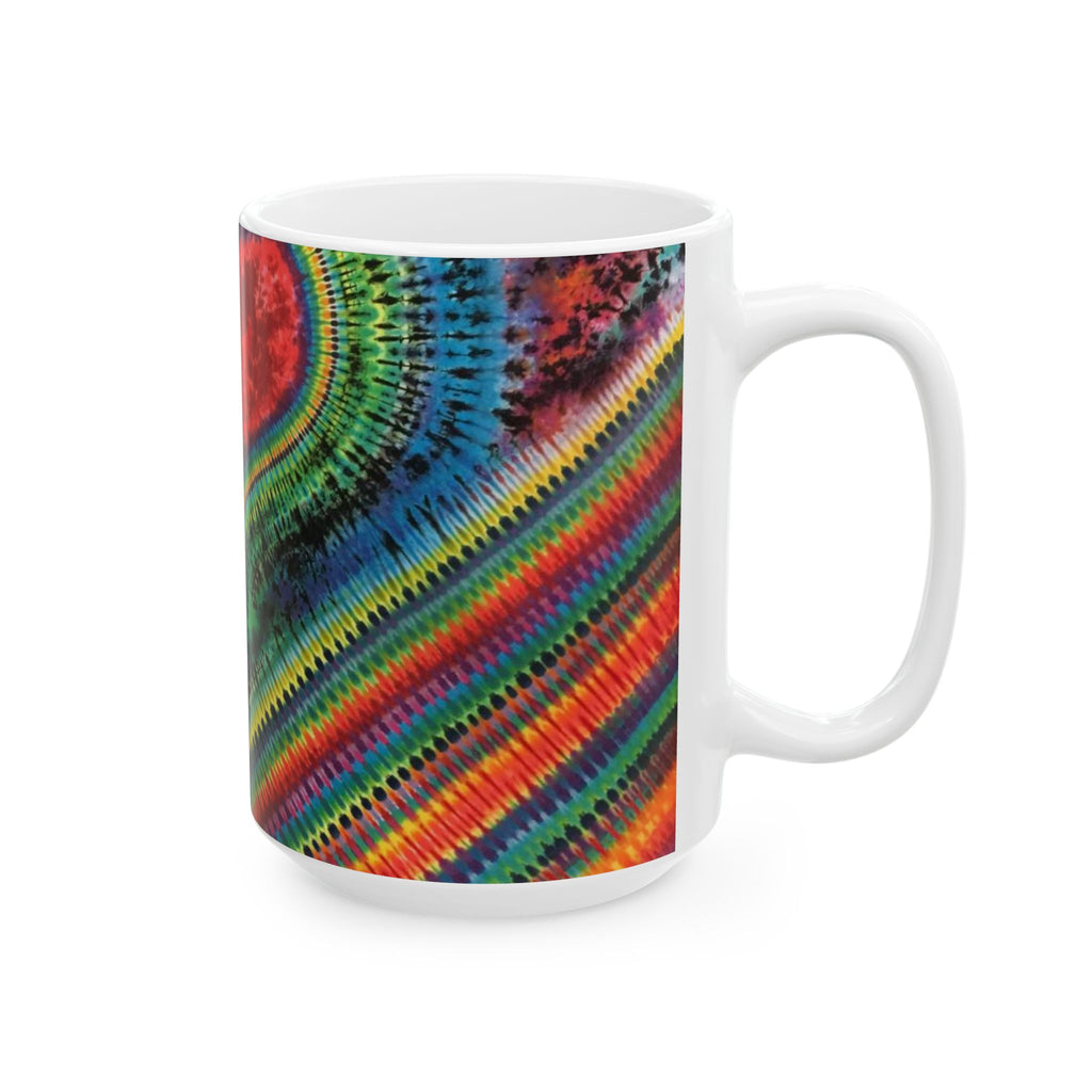 Chevron Rainbow Heart Psychedelic Tie-Dye Coffee Mug | JamminOn
