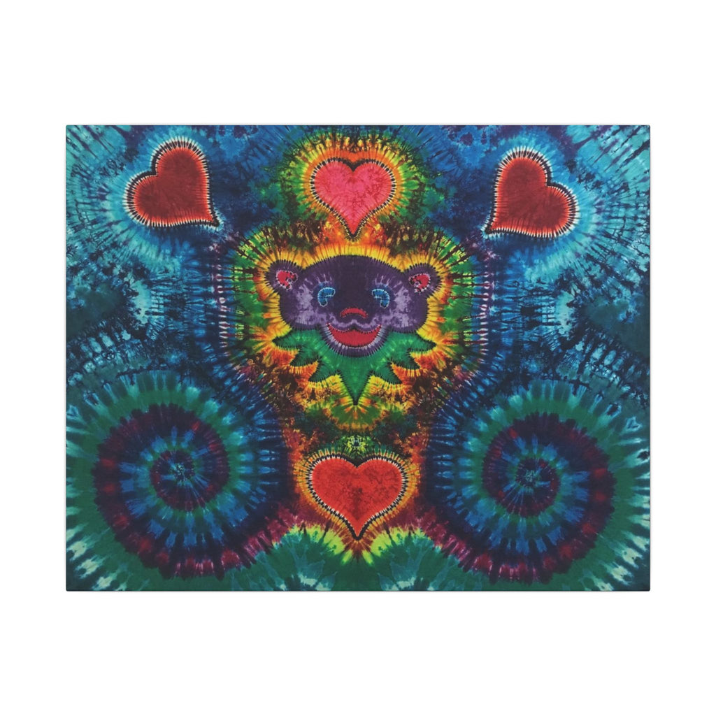 Cosmic Bear Hearts Tie-Dye Wall Art Canvas Print | JamminOn