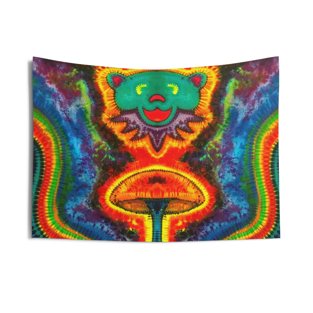 Bear and Mushroom Tie-Dye Wall Tapestry | JamminOn