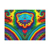 Teal Bear Rainbow Fans Tie-Dye Canvas Print | JamminOn
