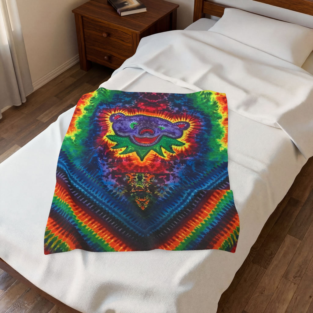 Psychedelic Tie-Dye Velveteen Plush Blanket | JamminOn