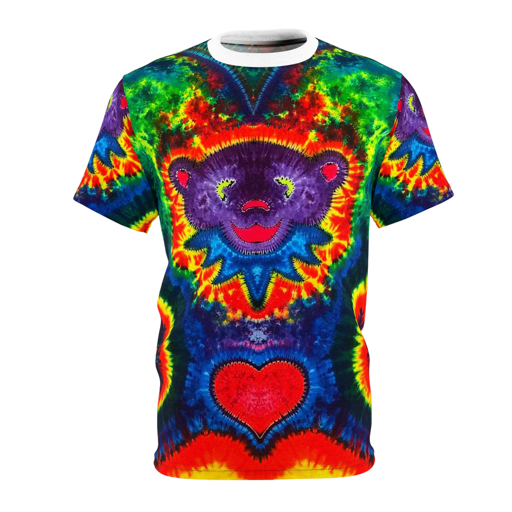 Purple Dancing Bear Hearts Tie-Dye AOP Shirt | JamminOn
