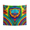Teal Bear Rainbow Fans Tie-Dye Wall Tapestry | JamminOn