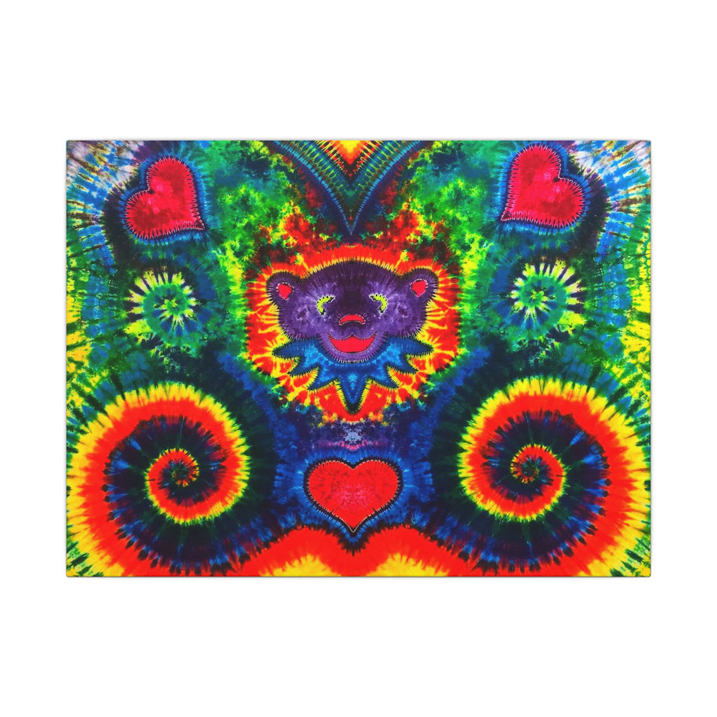 Purple Dancing Bear Hearts Tie-Dye Canvas Print | JamminOn