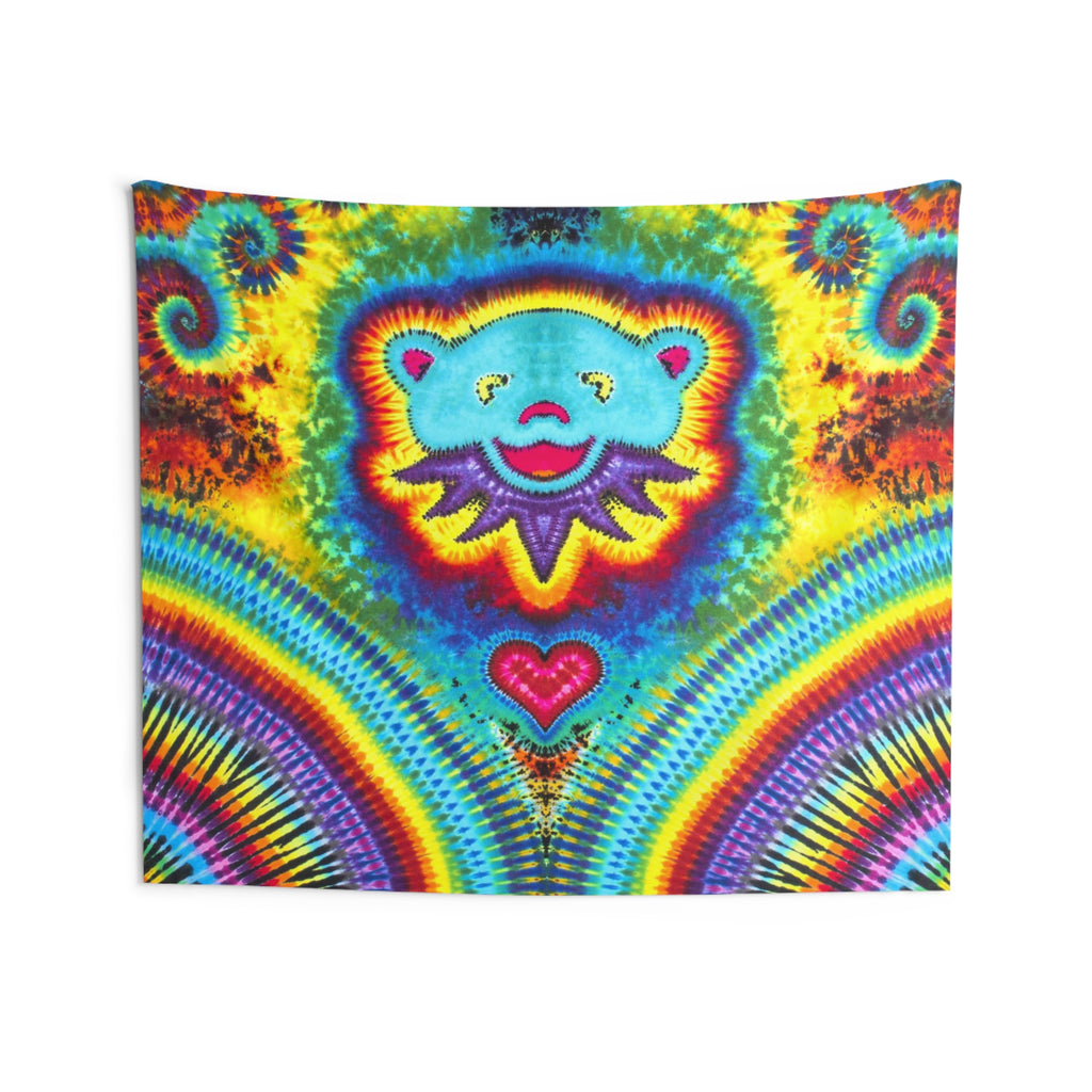 Dancing Bear Heart Burst Tie-Dye Tapestry | JamminOn