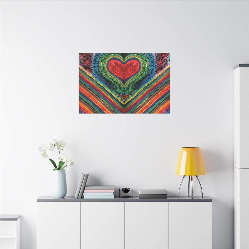 Chevron Rainbow Heart Tie-Dye Wall Art Canvas Print | JamminOn