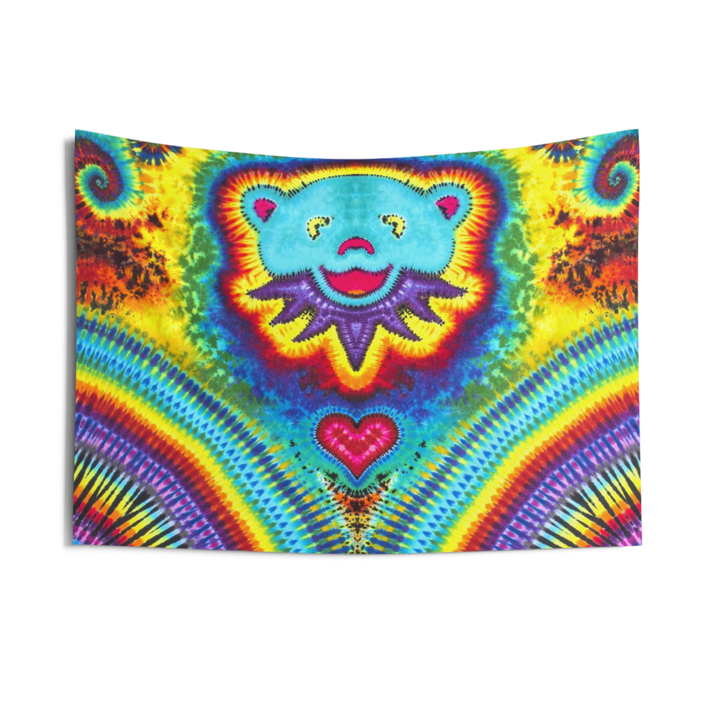 Dancing Bear Heart Burst Tie-Dye Tapestry | JamminOn