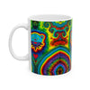 Teal Bear Rainbow Fans Tie-Dye Ceramic Mug | JamminOn