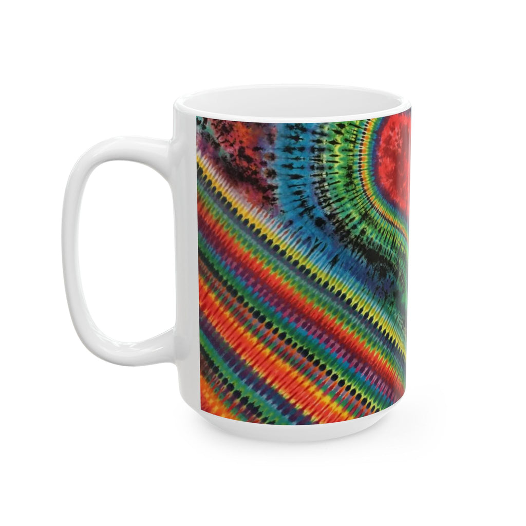 Chevron Rainbow Heart Psychedelic Tie-Dye Coffee Mug | JamminOn
