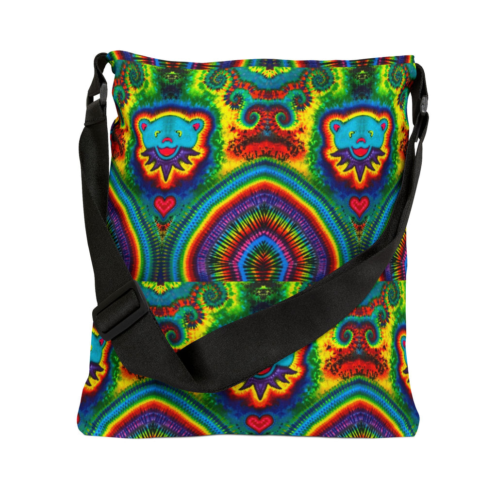 Teal Bear Rainbow Fans Tie-Dye Tote Bag | JamminOn