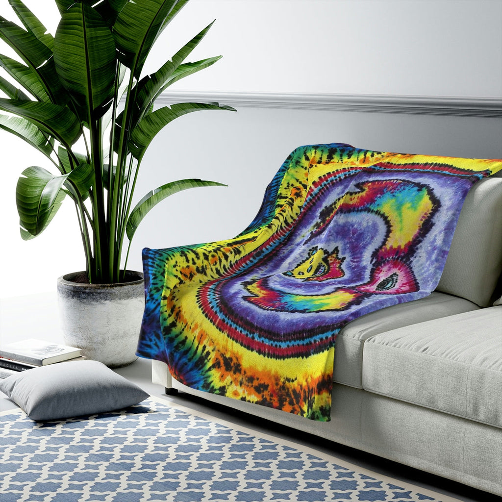 Grateful Dead Stealie tie-dye plush blanket 60x80 inch queen size throw
