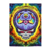 Grateful Dead Stealie tie-dye plush blanket by JamminOn draped as a festival throw
