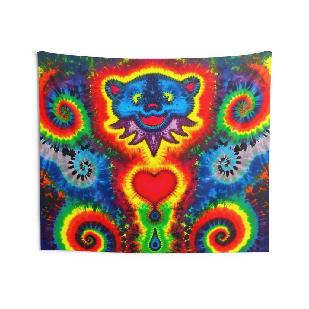 Blue Bear Heart Tie-Dye Wall Tapestry | JamminOn