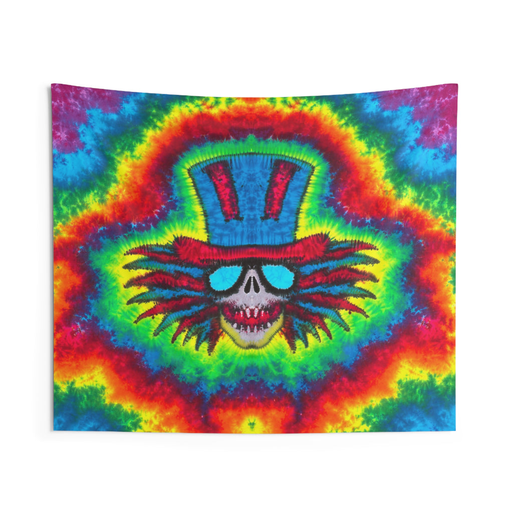 Top Hat Skull Starburst Tie-Dye Tapestry | JamminOn
