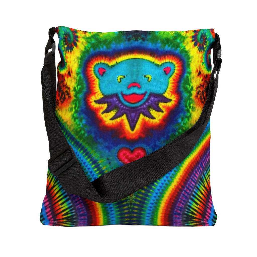 Teal Bear Rainbow Fans Tie-Dye Tote Bag | JamminOn