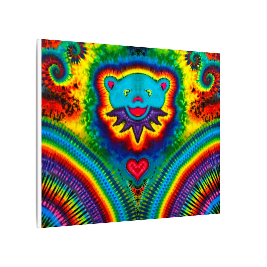 Teal Bear Rainbow Fans Tie-Dye Canvas Print | JamminOn