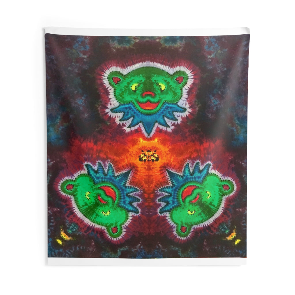Triple Bear Glow Tie-Dye Wall Tapestry | JamminOn