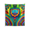 Teal Bear Rainbow Fans Tie-Dye Wall Tapestry | JamminOn