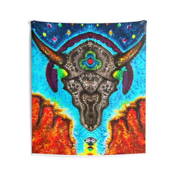 Desert Skull Cosmic Tie-Dye Wall Tapestry | JamminOn