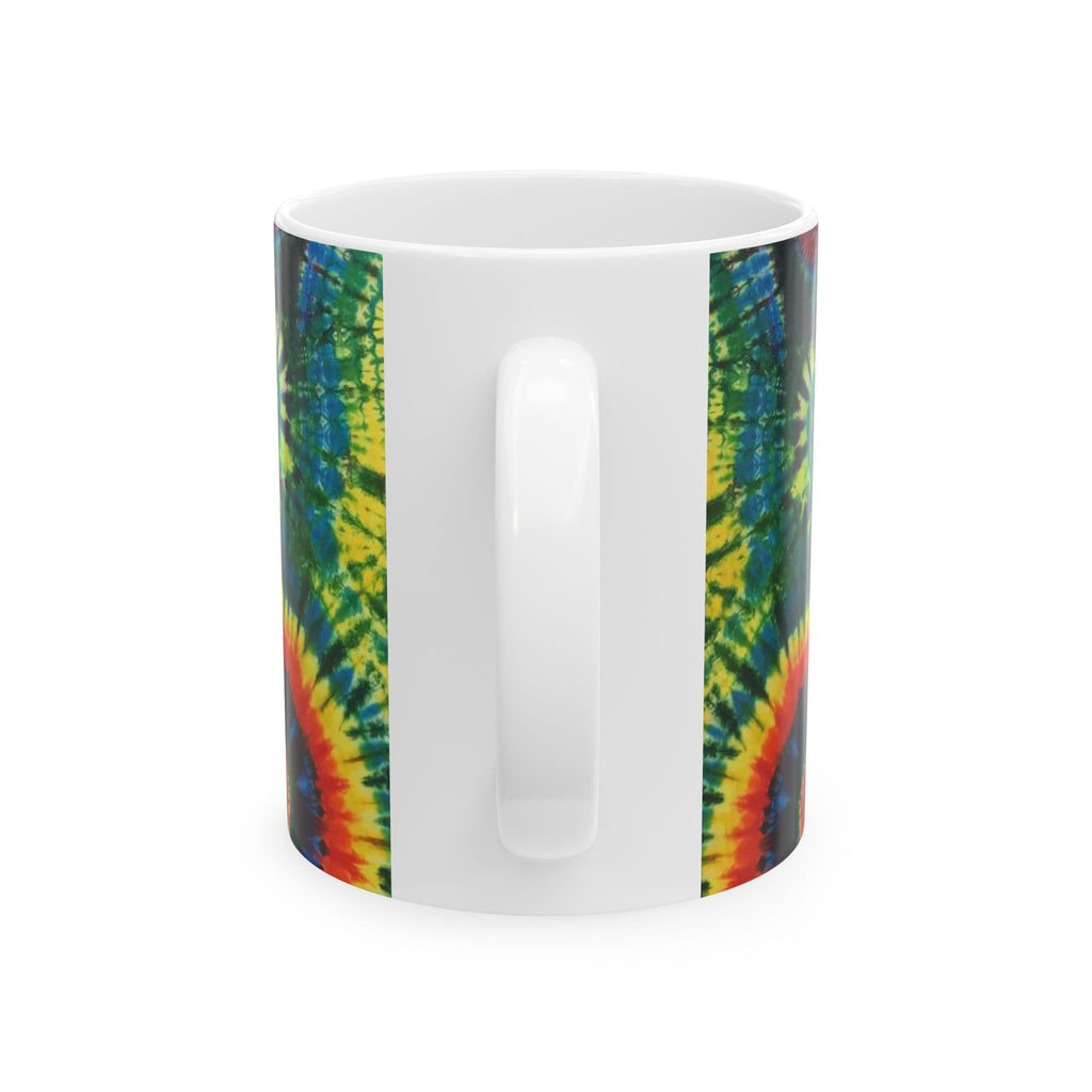 Dancing Bear Rainbow Hearts Psychedelic Tie-Dye Coffee Mug | JamminOn