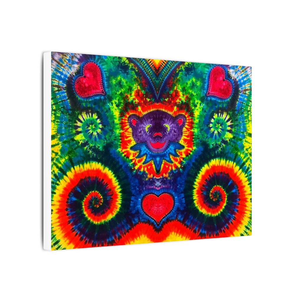Purple Dancing Bear Hearts Tie-Dye Canvas Print | JamminOn