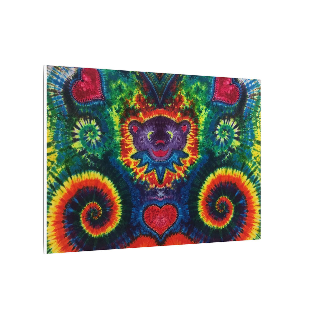 Dancing Bear Rainbow Hearts Tie-Dye Wall Art Canvas Print | JamminOn
