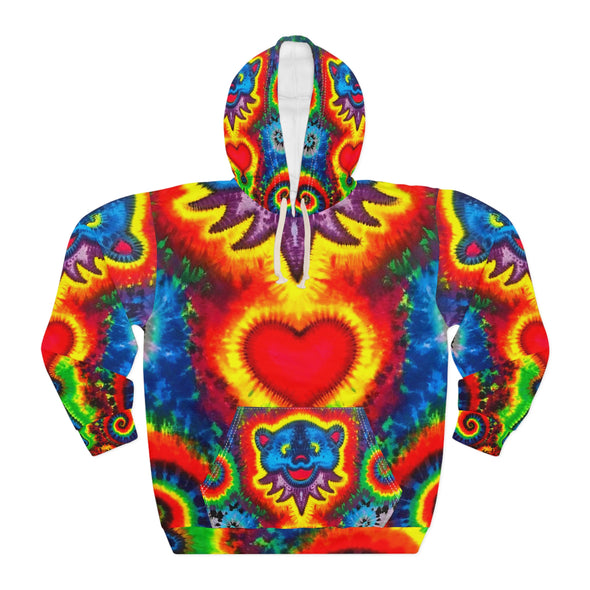 Blue Bear Heart Tie-Dye AOP Hoodie | JamminOn