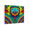 Teal Bear Rainbow Fans Tie-Dye Canvas Print | JamminOn