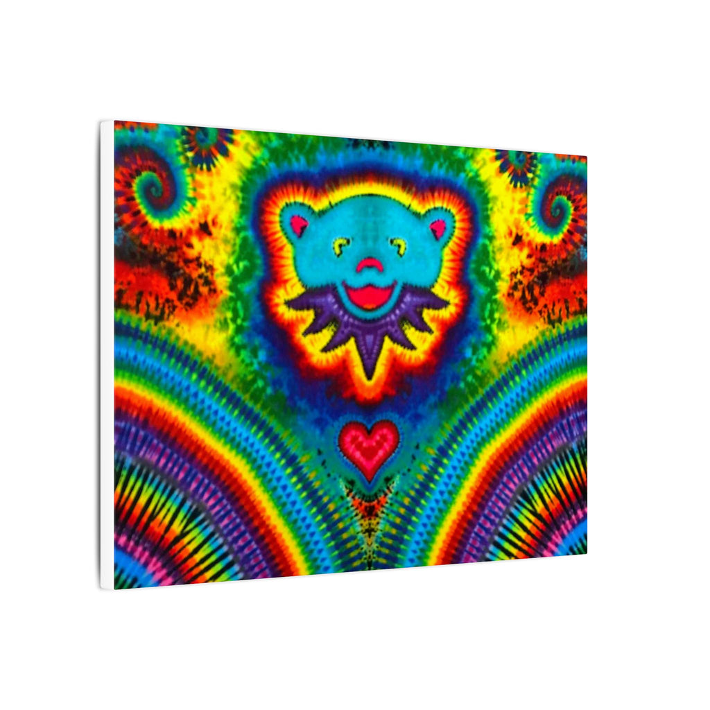 Teal Bear Rainbow Fans Tie-Dye Canvas Print | JamminOn