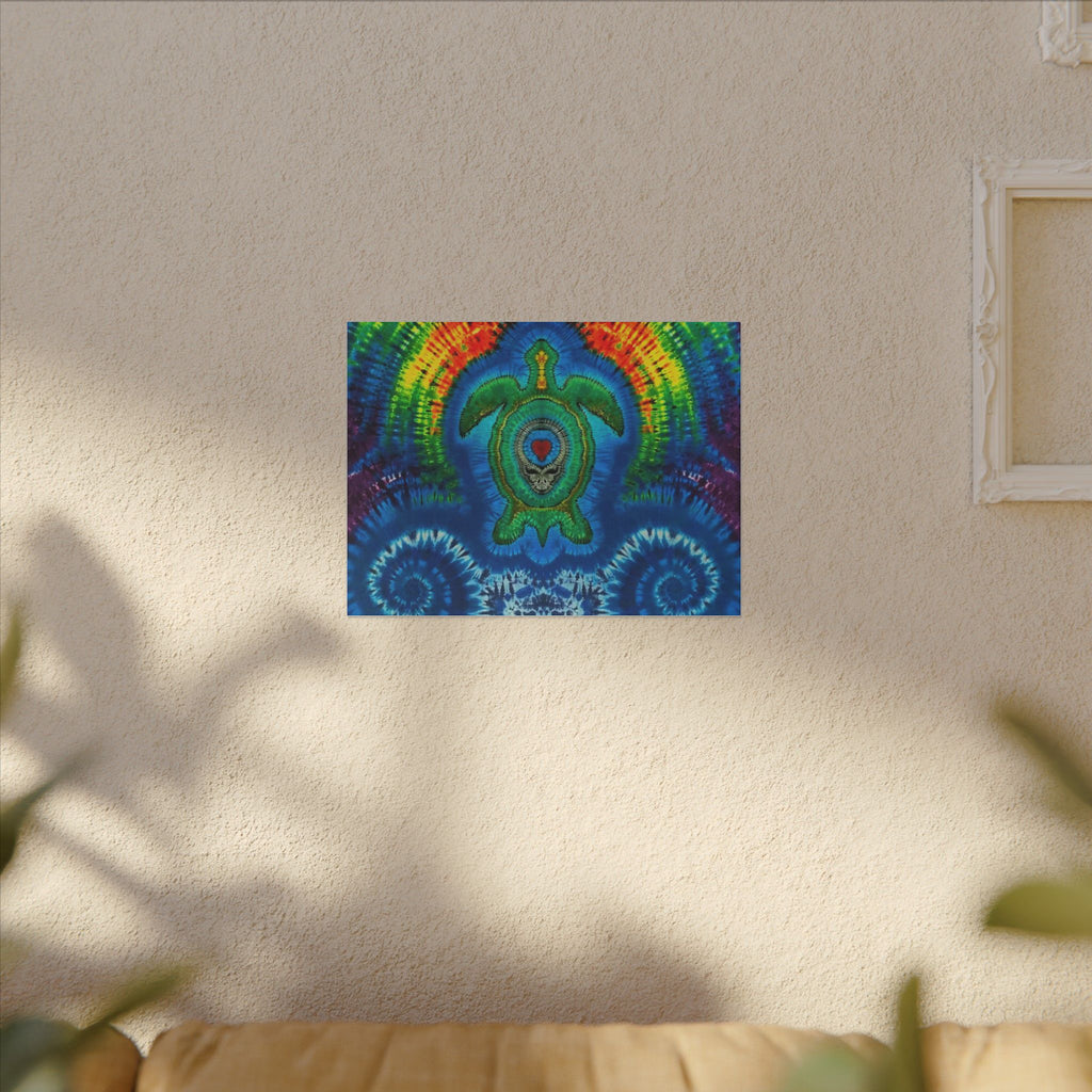 Rainbow Arch Sea Turtle Tie-Dye Canvas Print | JamminOn