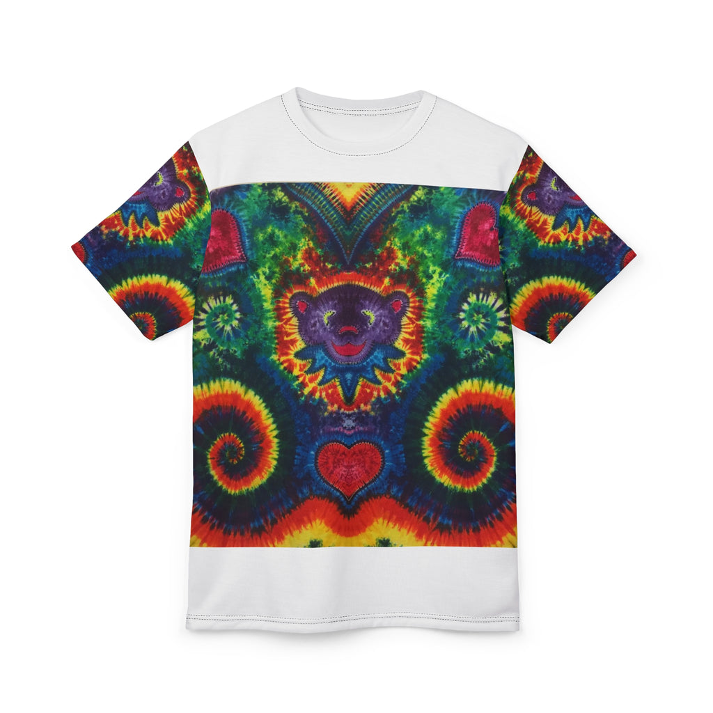 Dancing Bear Rainbow Hearts Tie-Dye AOP Shirt - JamminOn