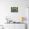 Teal Bear Rainbow Fans Tie-Dye Canvas Print | JamminOn