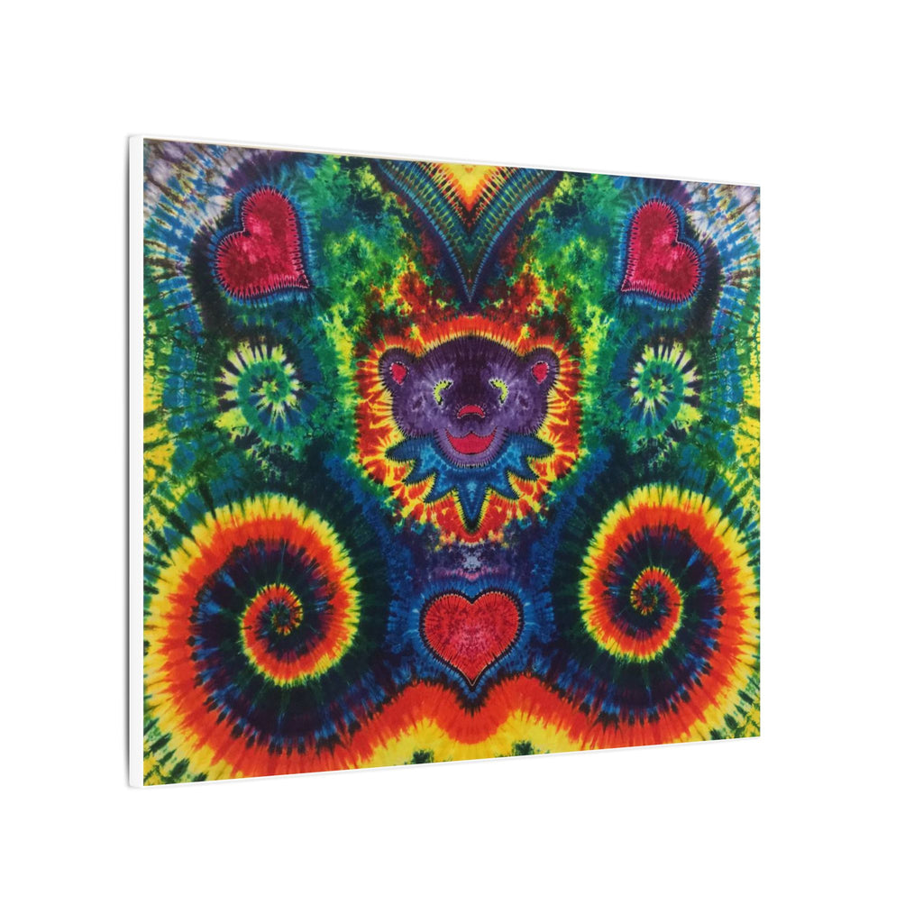 Dancing Bear Rainbow Hearts Tie-Dye Wall Art Canvas Print | JamminOn