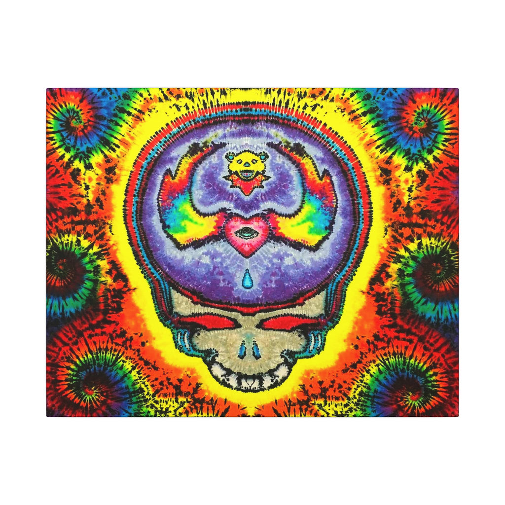Stealie Skull Bear Heart Tie-Dye Canvas Print | JamminOn