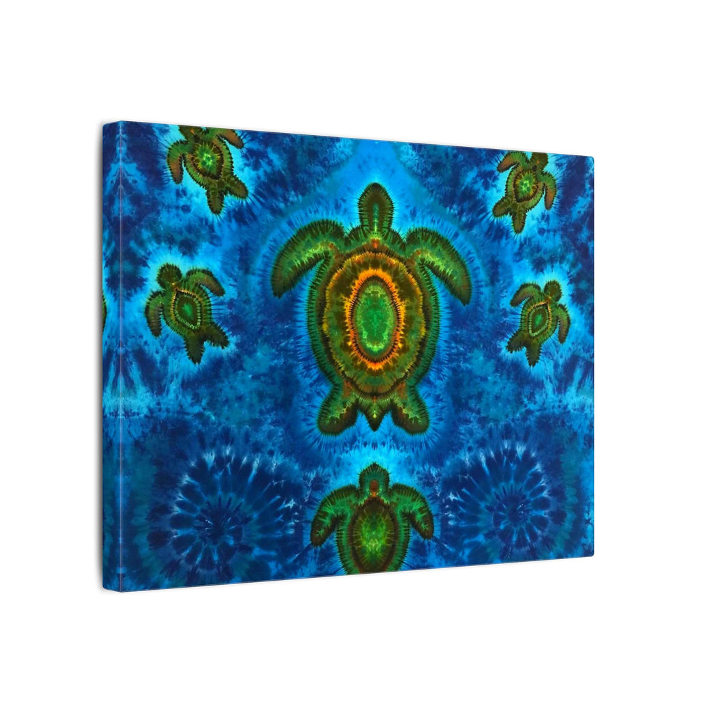 Sea Turtle Family Tie-Dye Canvas Print | JamminOn