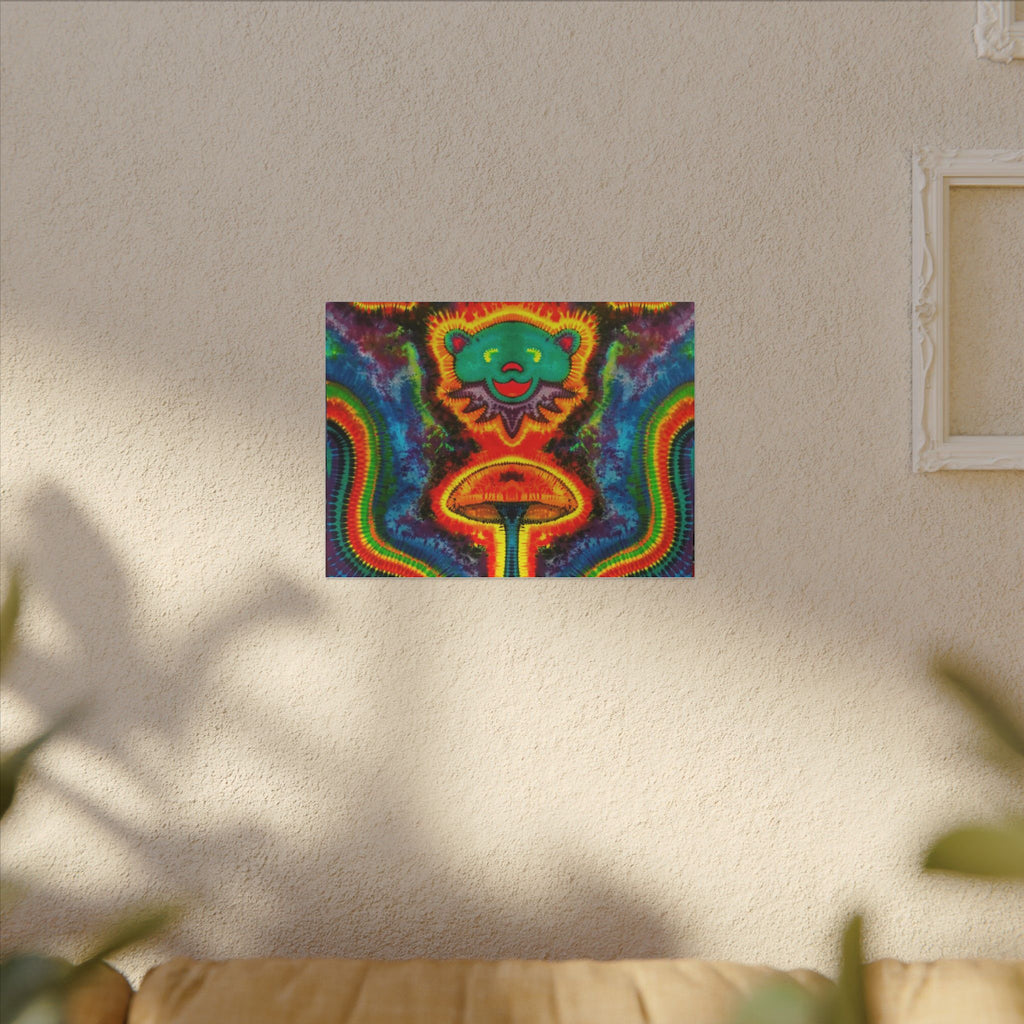 Bear and Mushroom Tie-Dye Canvas Print | JamminOn