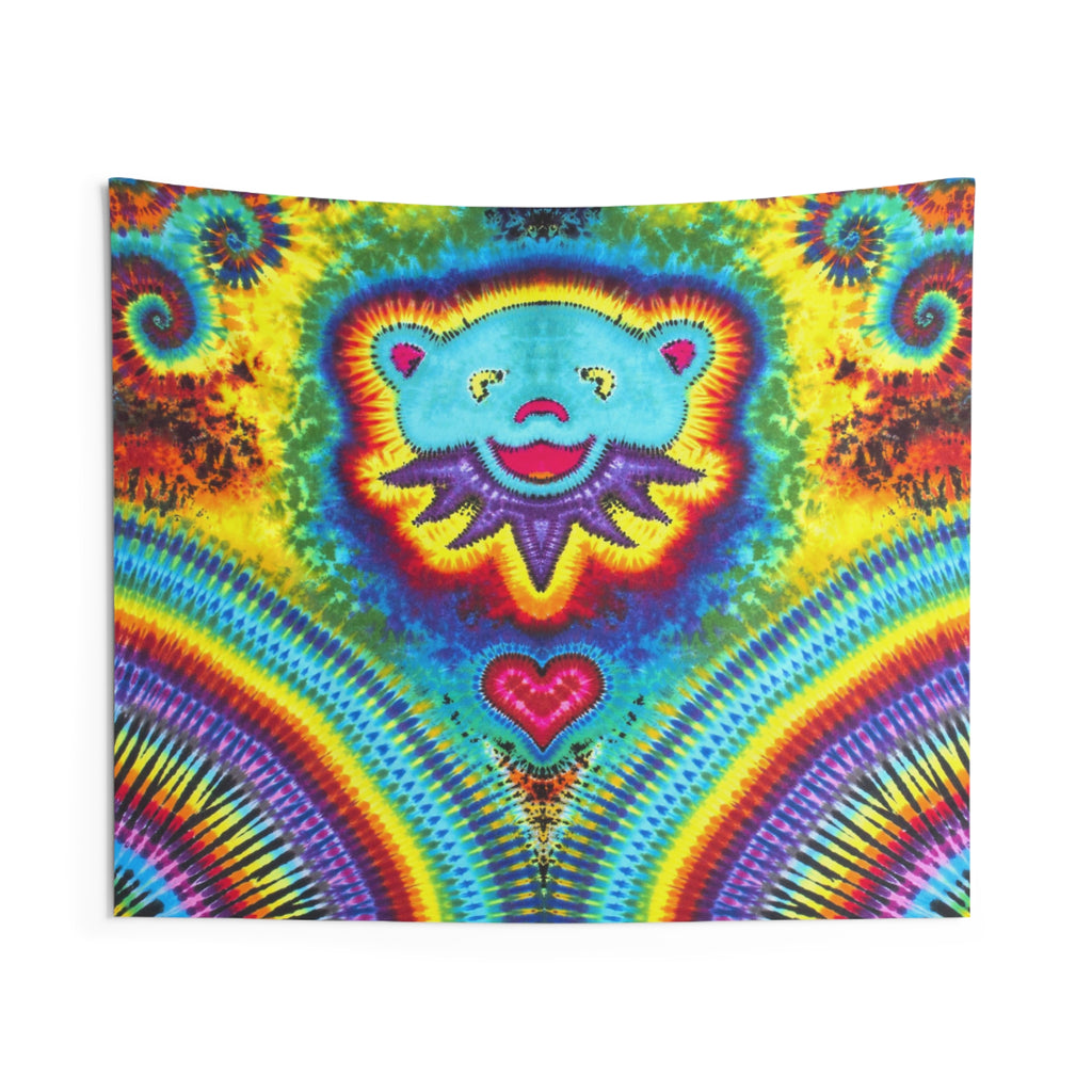 Dancing Bear Heart Burst Tie-Dye Tapestry | JamminOn