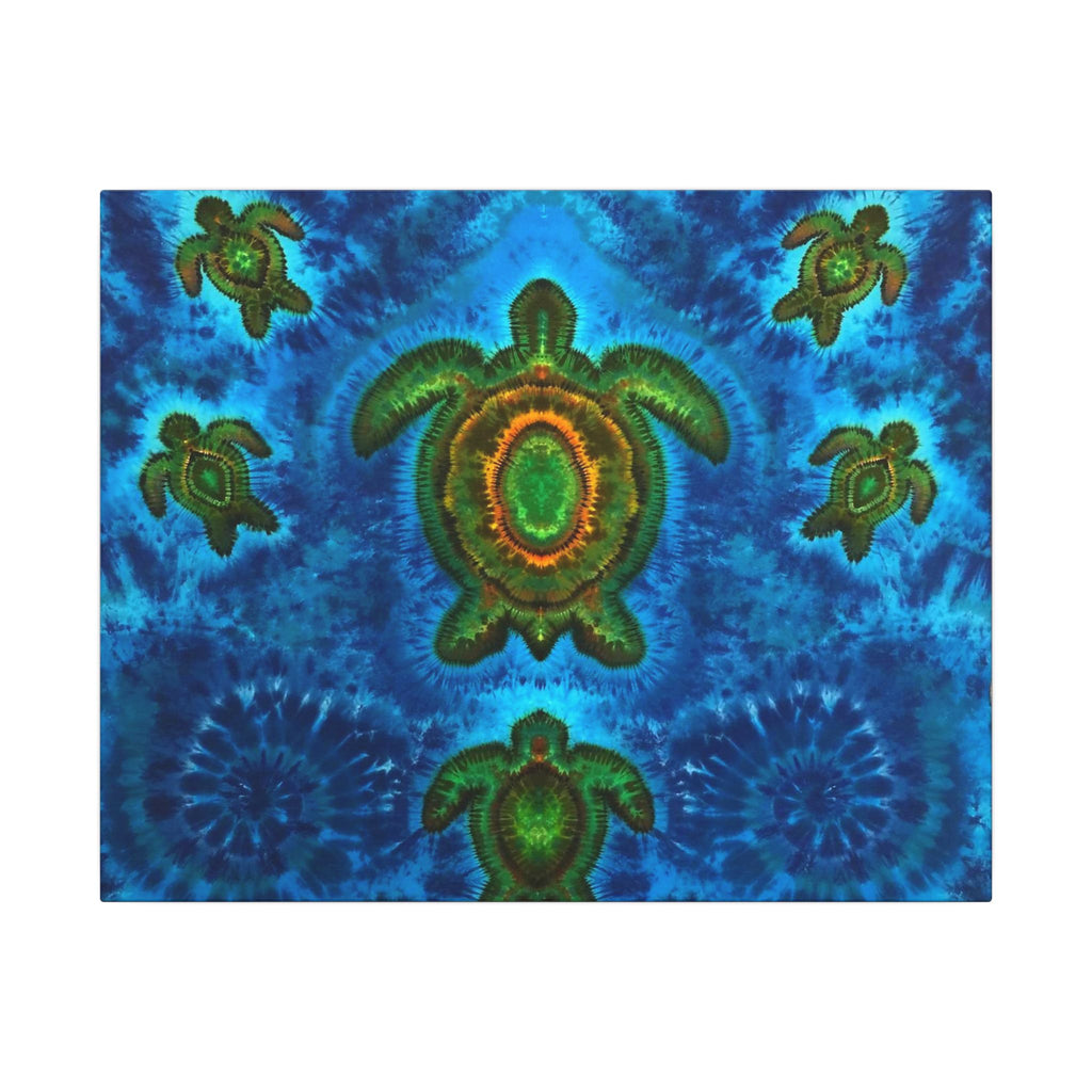 Sea Turtle Family Tie-Dye Canvas Print | JamminOn