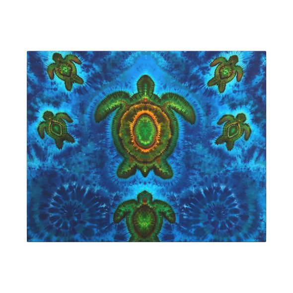 Sea Turtle Family Tie-Dye Canvas Print | JamminOn
