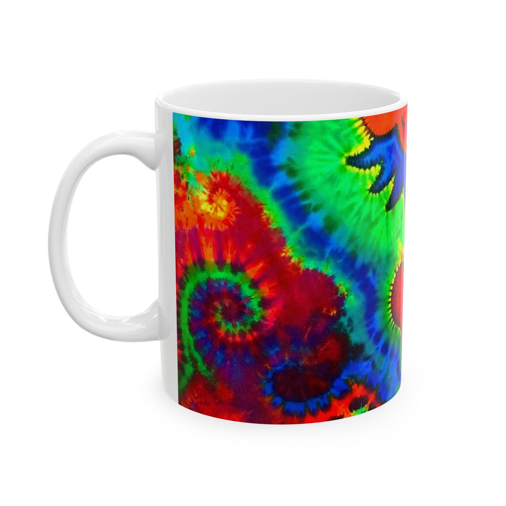 Orange Bear Rainbow Spirals Tie-Dye Ceramic Mug | JamminOn