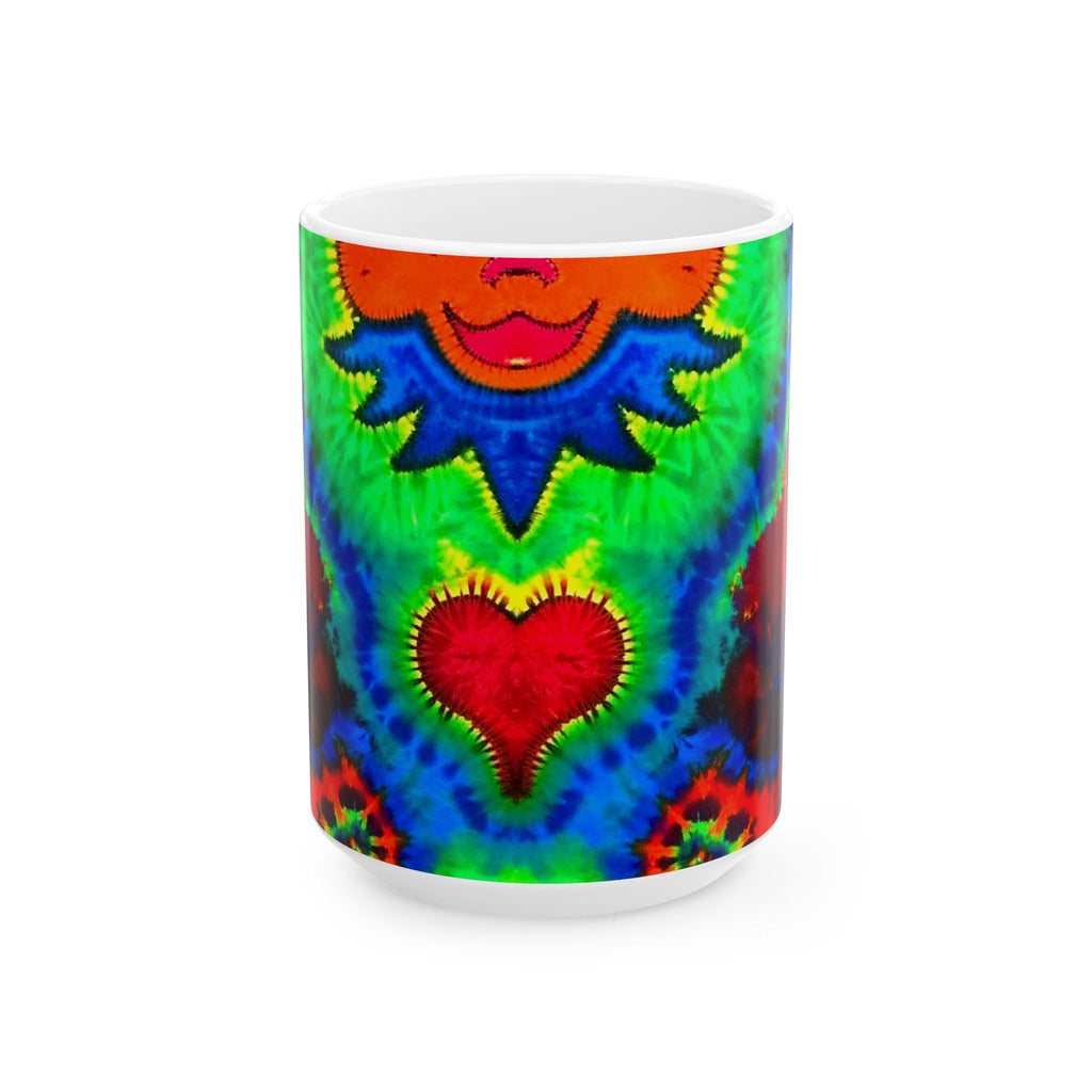 Orange Bear Rainbow Spirals Tie-Dye Ceramic Mug | JamminOn