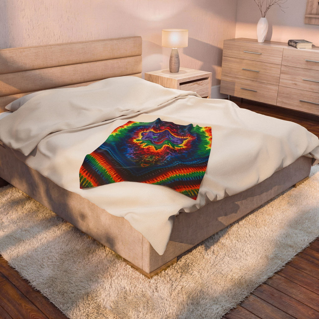 Psychedelic Tie-Dye Velveteen Plush Blanket | JamminOn