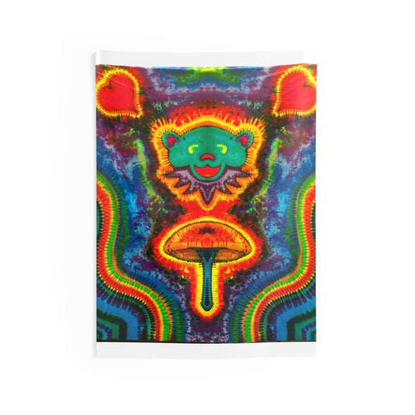 Bear and Mushroom Tie-Dye Wall Tapestry | JamminOn