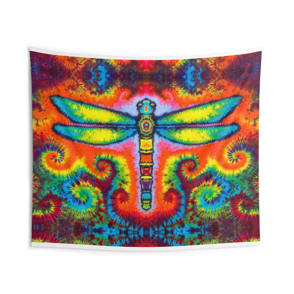 Rainbow Dragonfly Tie-Dye Wall Tapestry | JamminOn