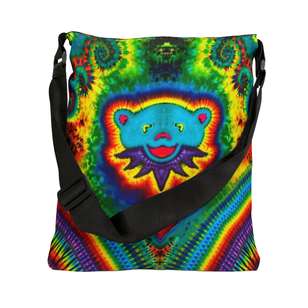 Teal Bear Rainbow Fans Tie-Dye Tote Bag | JamminOn