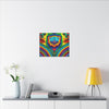 Teal Bear Rainbow Fans Tie-Dye Canvas Print | JamminOn