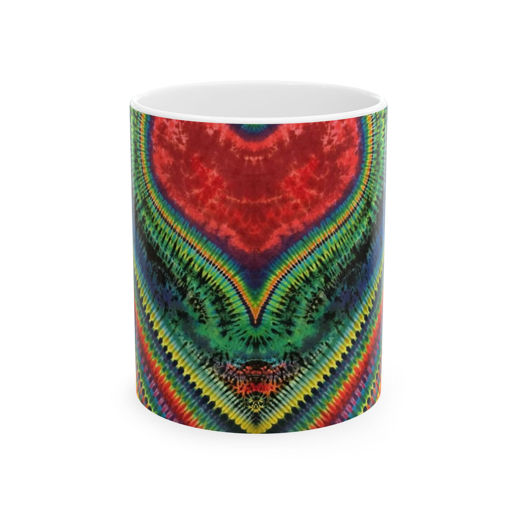 Chevron Rainbow Heart Psychedelic Tie-Dye Coffee Mug | JamminOn