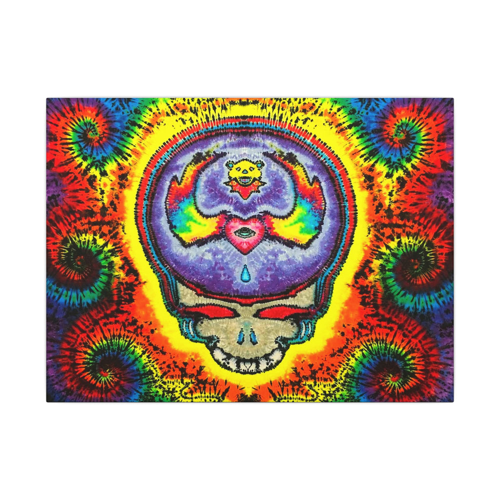 Stealie Skull Bear Heart Tie-Dye Canvas Print | JamminOn