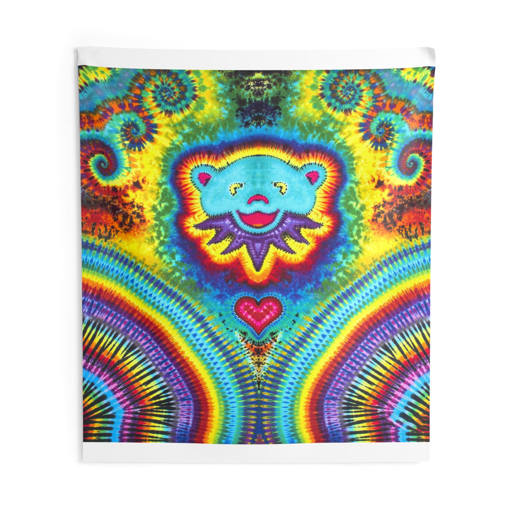 Dancing Bear Heart Burst Tie-Dye Tapestry | JamminOn